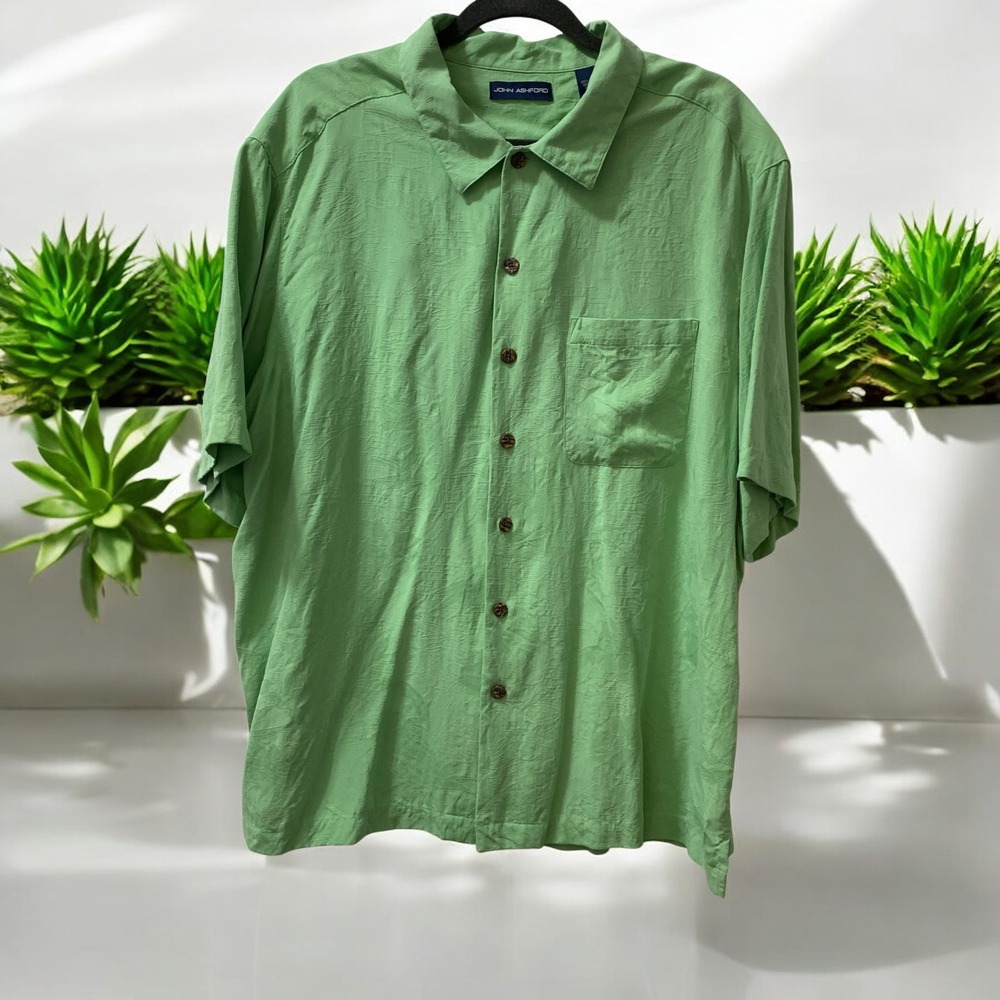 John Ashford Silk Button‎ Up Shirt Floral Print Short Sleeve Casual XXL - Picture 6 of 7